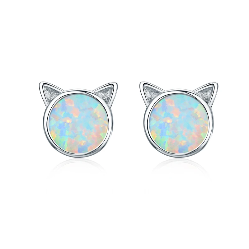 

Wholesale Opal Rose Gold Plated Cat Shape Earrings 925 Sterling Silver Earrings Women Jewelry