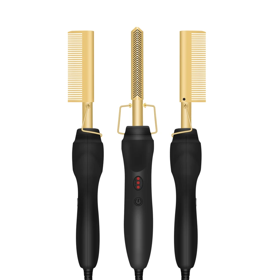 

Professional gold copper metal Hair Straightening Comb brush Hot Electric Hair Straightener comb for hair,bling hot comb