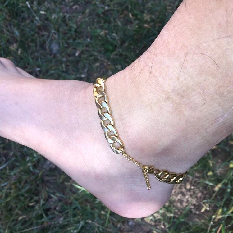 

Women Accessories Stainless Steel Cuban Link Adjustable 18k Gold Anklet