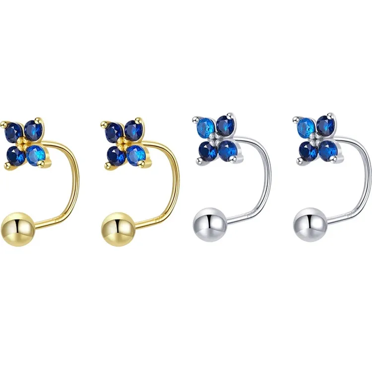 

Luxury Female Crystal Zircon Stone Lucky Clover Earrings Fashion Silver Color Jewelry Vintage Stud Earrings For Women SCE1177