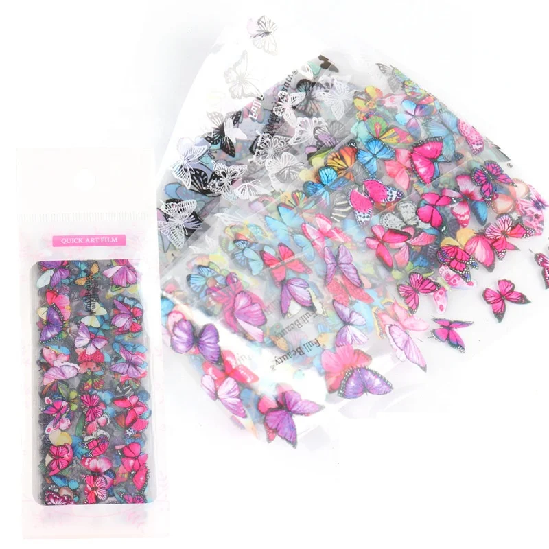

Summer Hot Sales Butterfly Separate Pieces Transfer Nails Salon DIY Foil With 10 Mixed Pattern