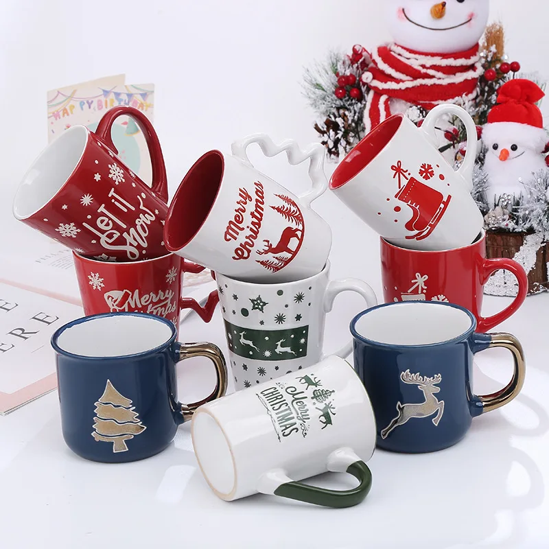 

Creative Cute Drinkware Cartoon Snowman Santa Claus Ceramic Cup Christmas Small Handy Gift Household Coffee Mug, Colorful
