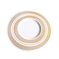 

gold lace disposable plastic plates tableware for wedding birthday decoration baby shower festival for kids tableware party sup