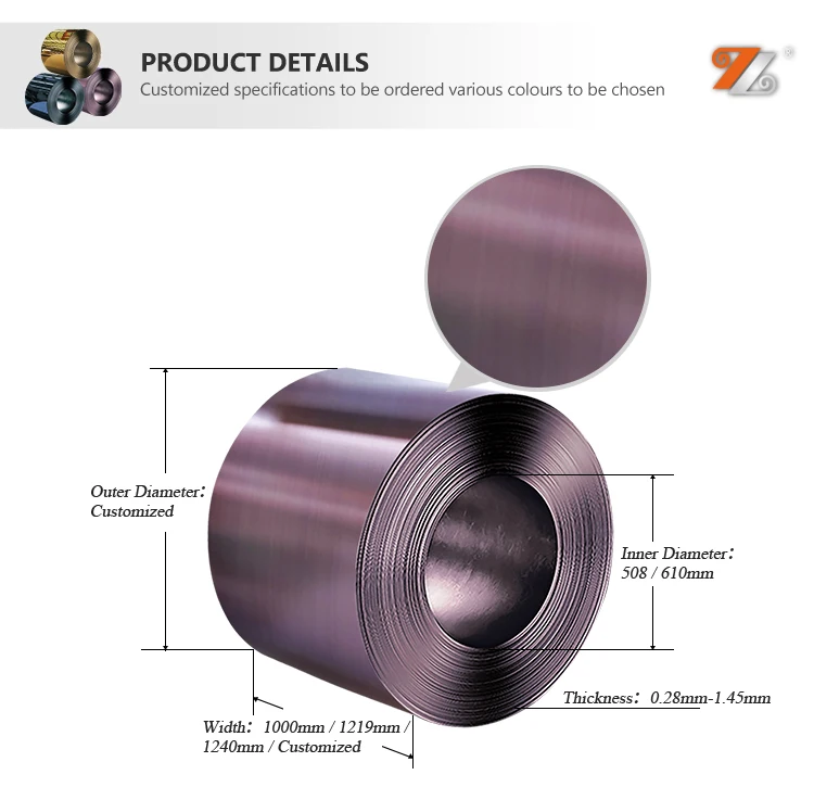 Hairline antique bronze finished stainless steel grade 304 stainless steel coils color steel coil for constructional material