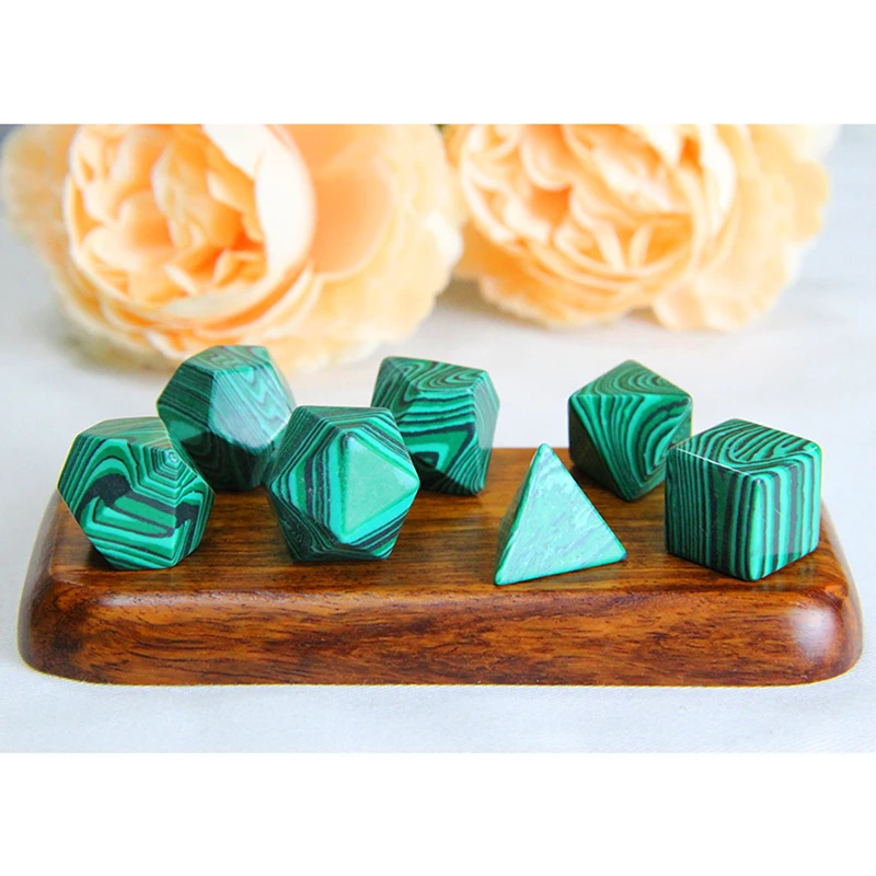 

7 Pieces Manufacturer Natural Gemstone Handmade Polyhedron Dice Set, Green