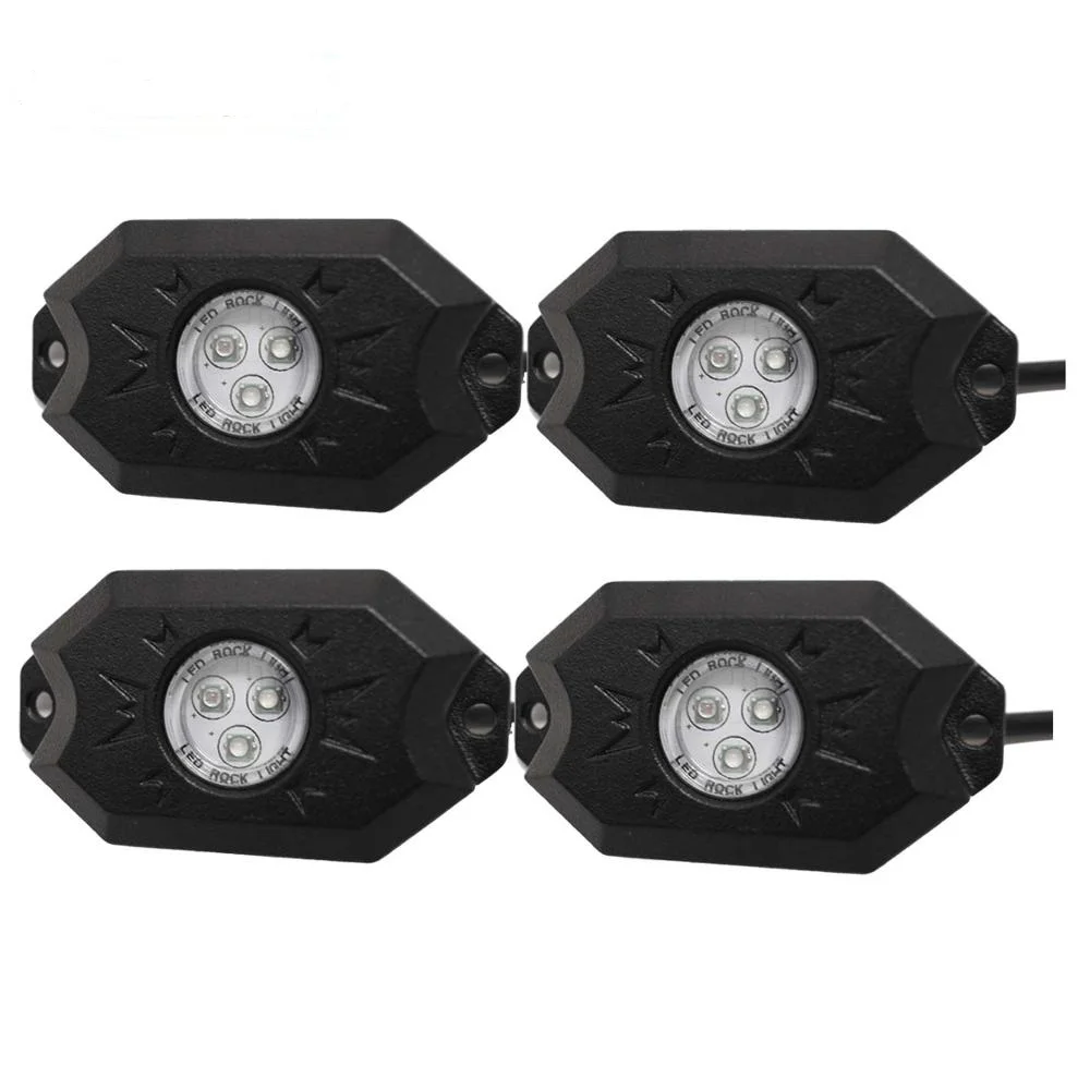 4 Pods Multicolor LED Light Kit RGB Off Road LED Rock Lights with Bluetooth Controller, Timing Function, Music Mode