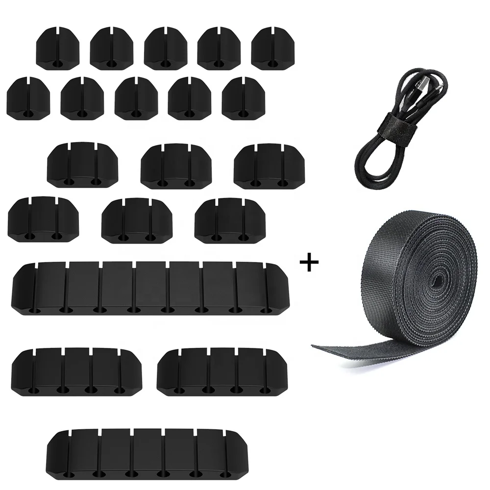 

New Pack 1/2/4/6/8 Holes Desk 1M Reusable Nylon USB Cable Clips Winder Tidy Management Holder Desktop Silicone Cable Organizer