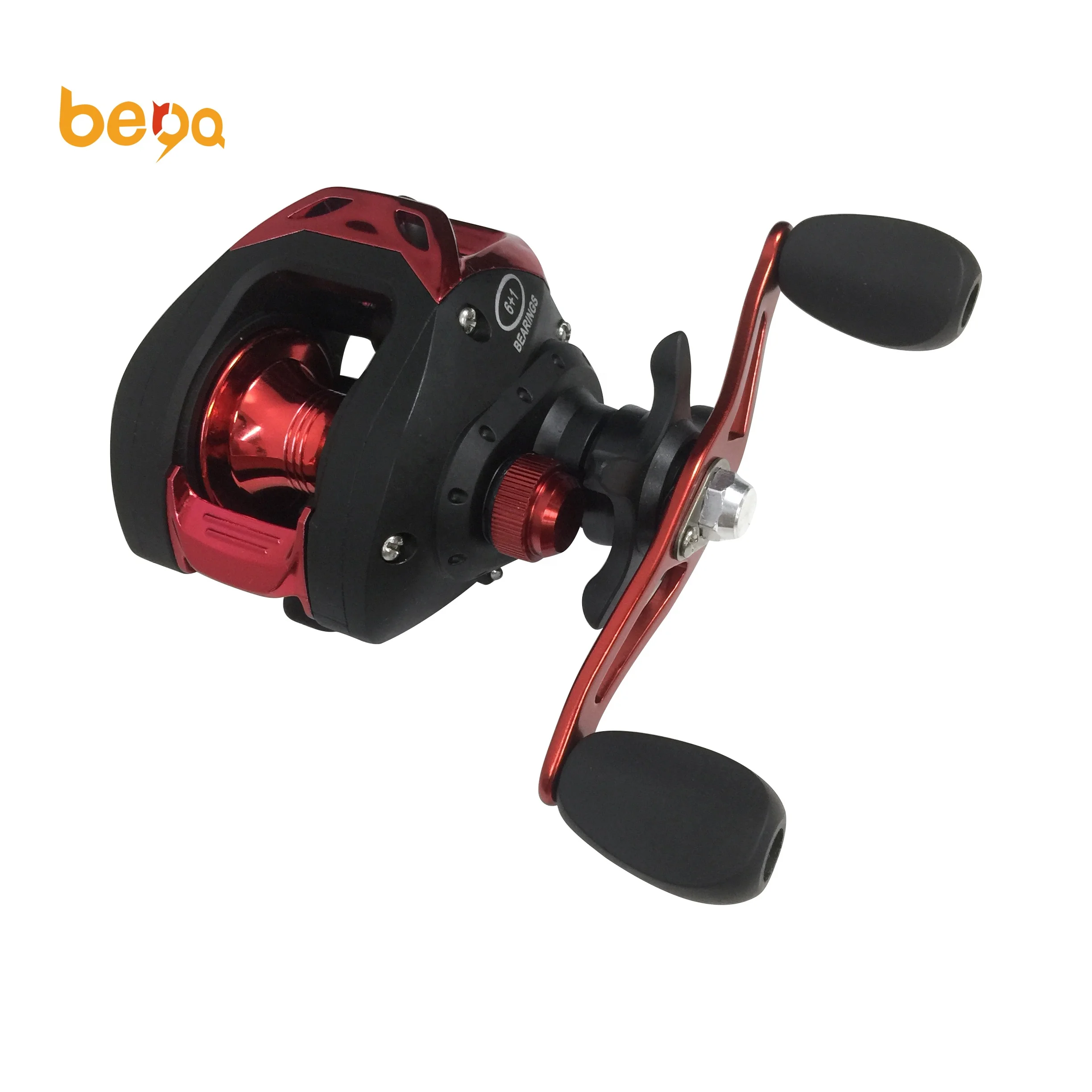 

6+1BB Reel Fishing Baitcasting Left-Right Hand Red Color 6.3:1 Fishing Reel Baitcasting, Black/red or custom color