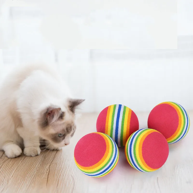 

3.5cm Rainbow Ball Cat Toys Mini Cute Ball Toys for Dogs Interactive Dog Cat Toys Cat Mint Scratcher Teeth Pets Supplies XK0115, Multi-color