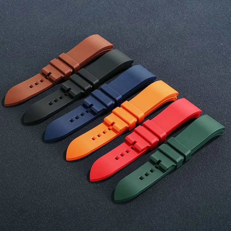 Premium-grade Fluorine Rubber Watch Strap 20mm 22mm 24mm Quick Release ...