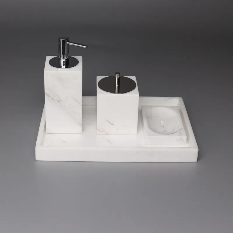 

Wholesale Mordern Style Bathroom Decorative Set Soap Dispenser and Tray Luxury Bathroom Accessories Set