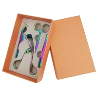 

private label rose glod color makeup tools kit curler tweezer and scissor 4 in 1 packaging box set wholesale eyelash tools set