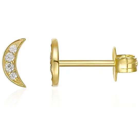 

Gold Plated Sterling Silver Celestial Lightning Bolt Moon Star Earrings for Women