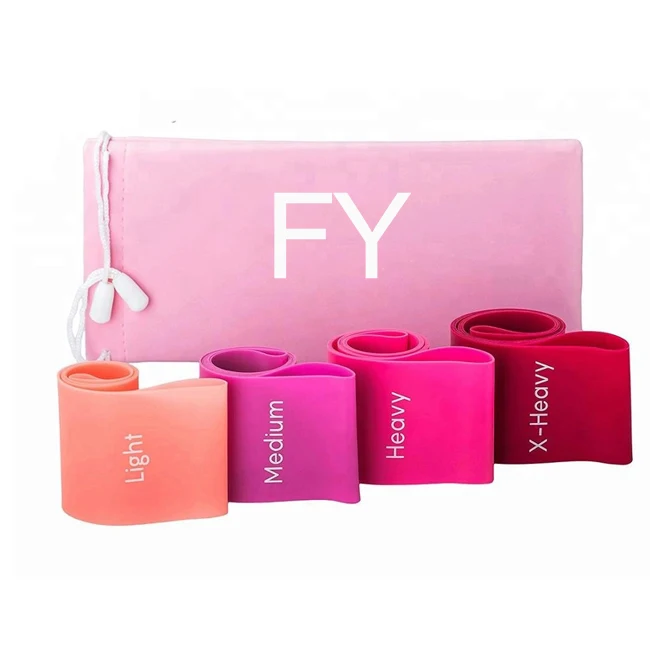 

Super Popular Custom Color Fitness Latex Exercise Yoga Workout Resistance Bands pink booty band with Logo, Black/red/yellow/blue/green/custom