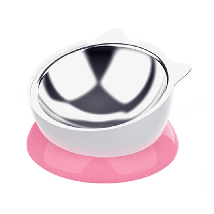 

15 Degree Tilt Cat Dog Pot Bowl Stainless Steel Oblique Bowl Pet Feeder Pet Bowl, Pink, cyan