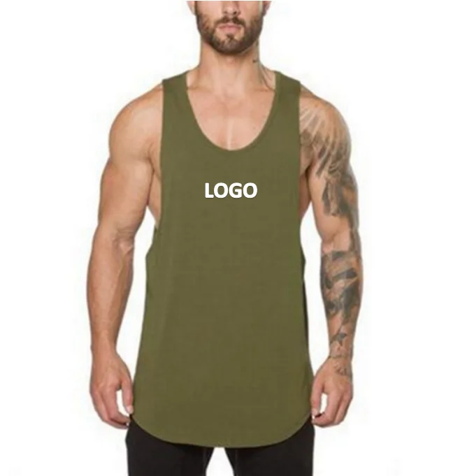 

Huanwei 2020 Logo Free Sports Vest Fit Running Fitness Sleeveless Shirt Men Round Collar Pure Color T Shirt, As pictures