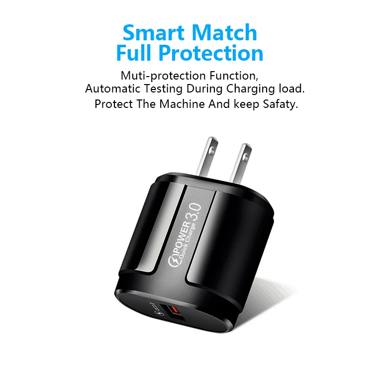 
Hot Selling Qualcomm Quick Charge QC 3.0 Fast USB 18W Phone Wall Charger 