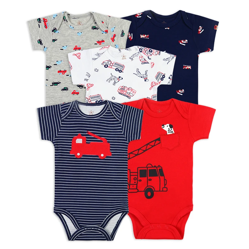 

infant summer short sleeve 5pcs cute animal cartoon embroidery cartoon pattern jumpsuit boy good sell infant clothing sets, Picture
