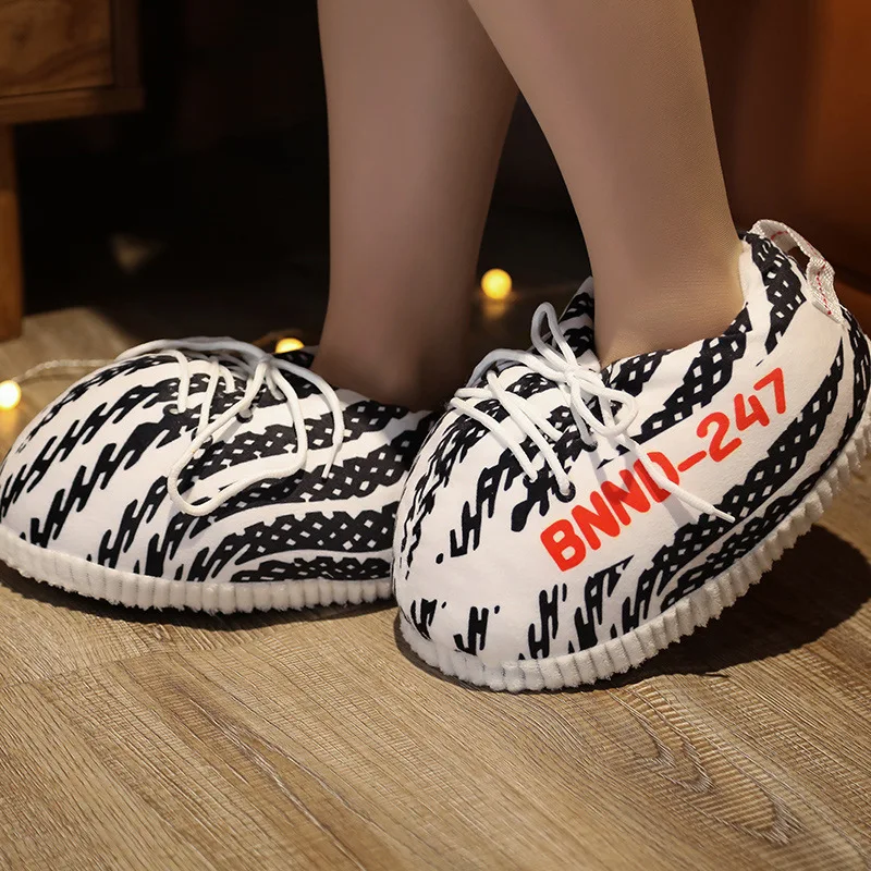 

Custom high quality soft adult size plush yeezy slippers sneakers