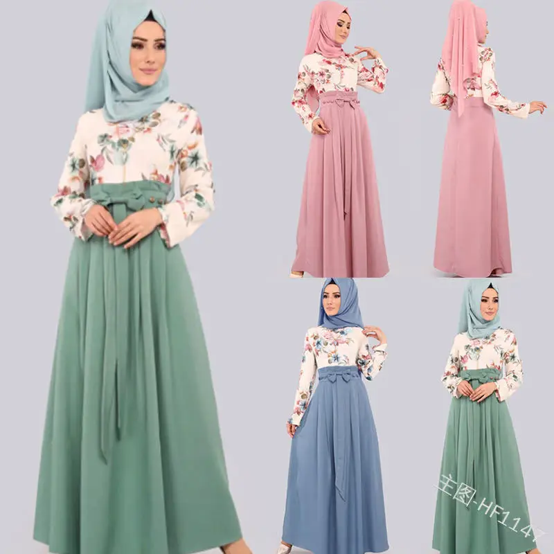 

Wholesale Amazon Hot New Women's Dress National Long Skirt Ramadan Worship Clothes Malay Clothes Muslim Two Piece Set, Green, pink, blue