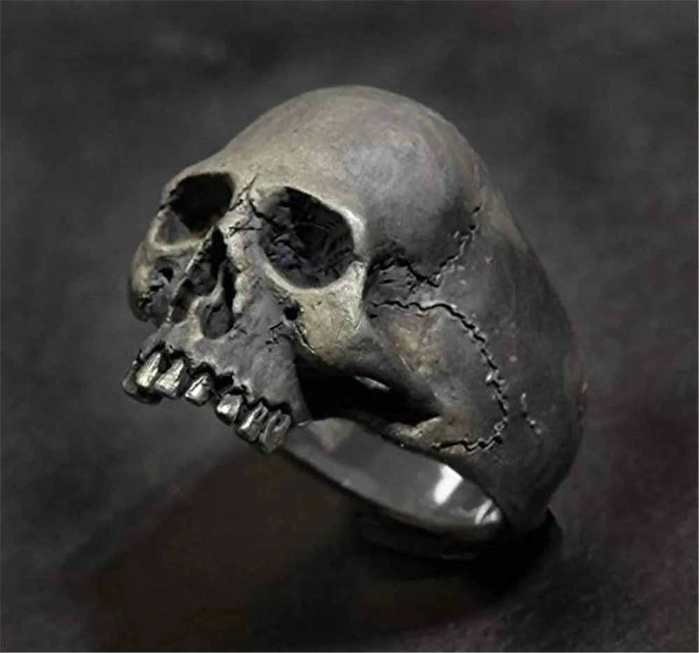 

wish fashion bar rock gothic punk jewelry ghost head men skull ring