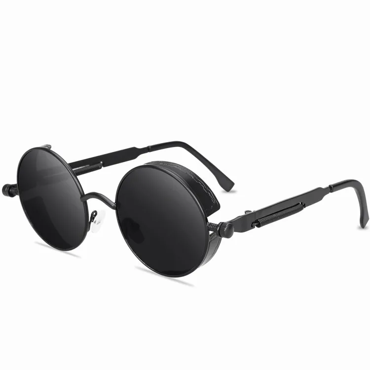 
58028 shades classic steam punk sunglasses Retro men vintage steampunk sunglasses metal frame retro round sunglasses 