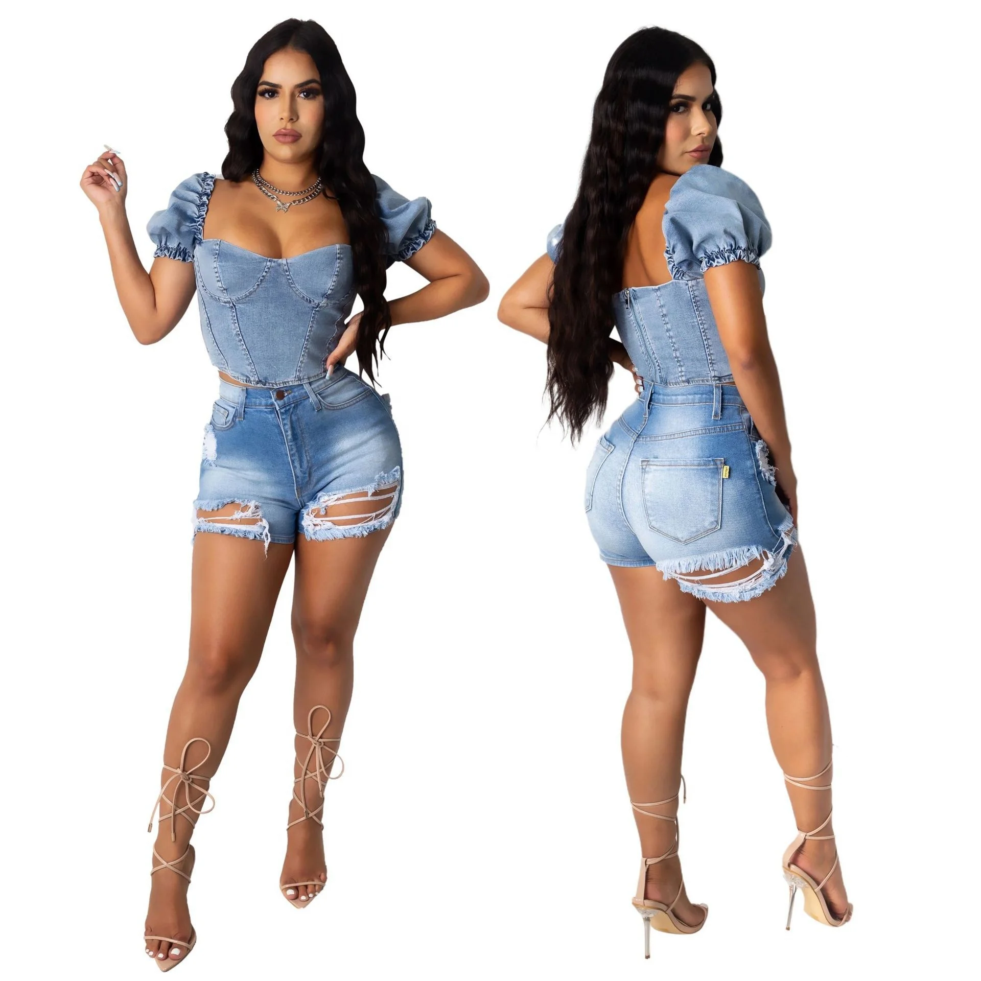 

B63248A Ripped Stretch high quality new style lady denim shorts, As picture