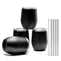 

4 Pack Stemless Wine Tumbler 12 Oz Stainless Steel Wine Glass Unbreakable Double Wall Cup Insulated Tumbler with Lids for Wine