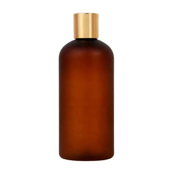 

500ml Frosted Translucent Amber Bottle Empty Plastic PET Bottle Packaging with Golden Lid Press Top for Skin Care