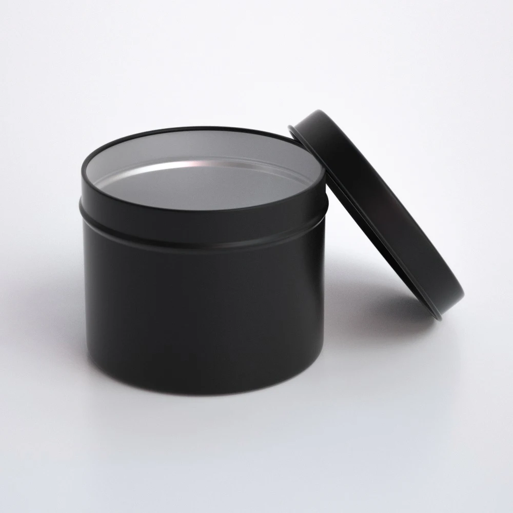 Custom Matte Black Candle Tin Jar Set 2oz 7oz 8oz Metallic Candle Container with Box Custom Logo Embossed