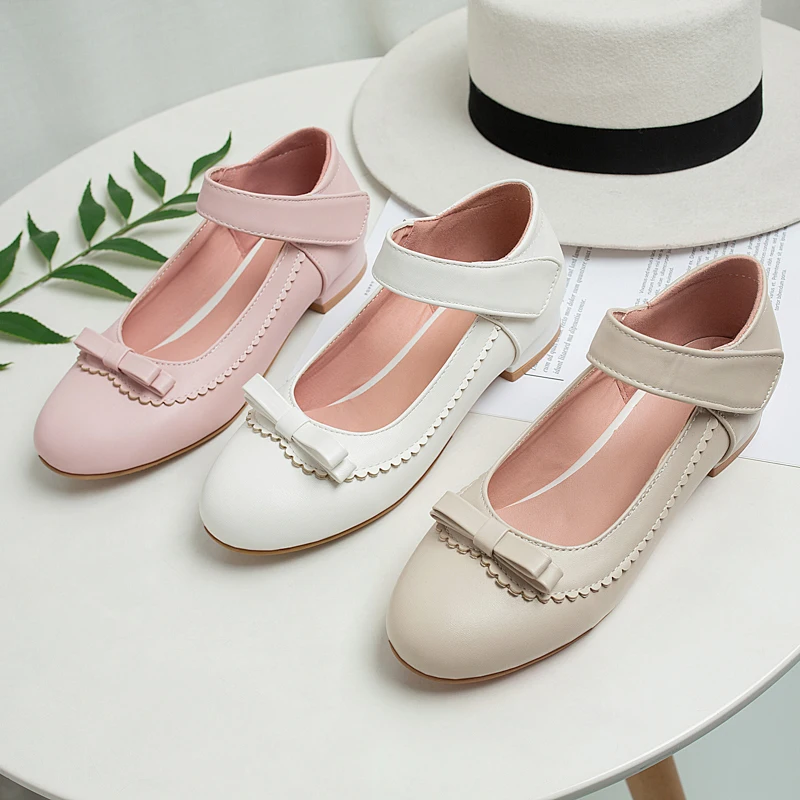 

2020 new Round-headed Solid-colored Bow Sweet Lady Shoes