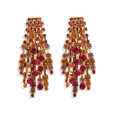 

High Quality Shiny Luxury Vintage Fashion Gold Plated Long Tassel CZ Crystal Rhinestone Earrings for Women, Golden