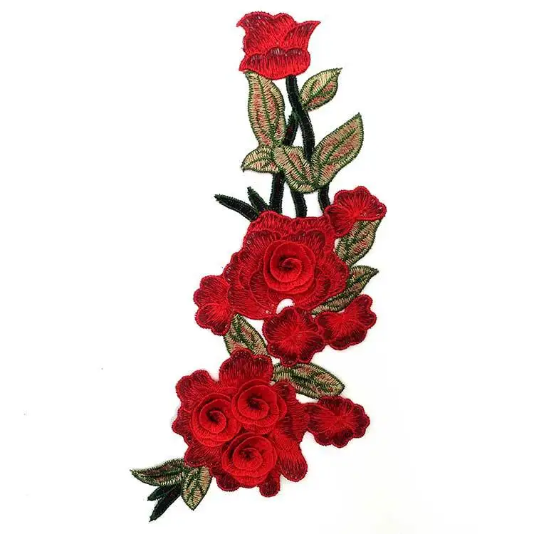 

3d multi color layer luxury yarn-dyed embroidery rose flower DIY lace applique patches accessories bridal wedding dress, Shown in pictures