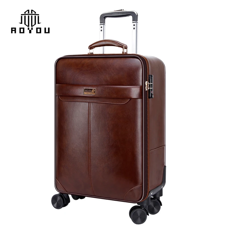 

Wholesale trolley luggage set suitcase with 4 Spinner 360 Degree Wheels PU leather luggage, Black,coffee,khaki