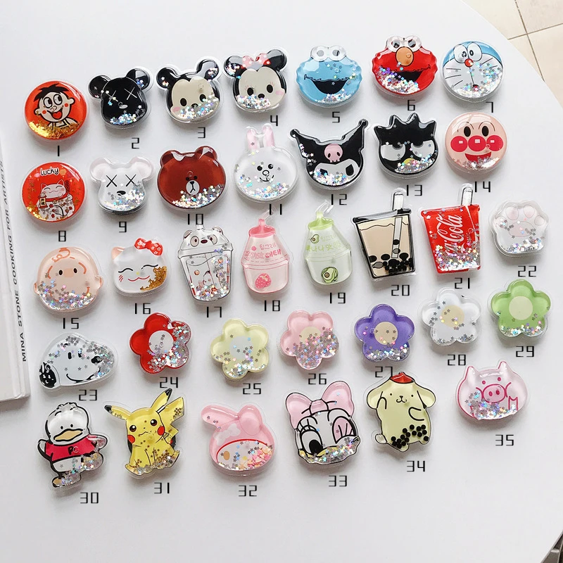 

popular cute cartoon shape animal acrylic liquid quicksand mobile phone bracket socket phone holder air bag phone grip