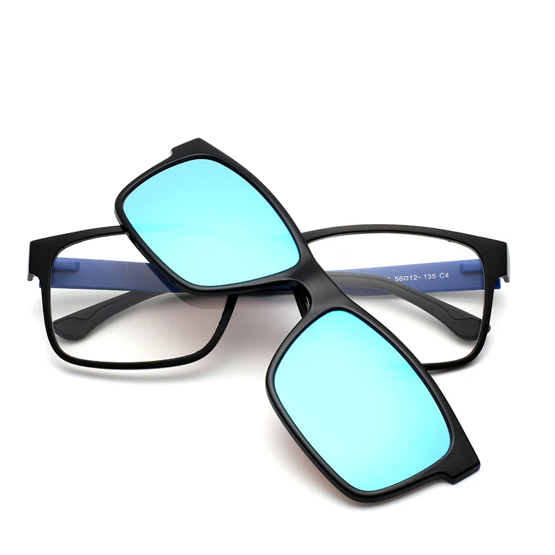 

Best selling TAC Polarized lens TR90 square frame mirrored set magnetic optical glasses clip on sunglasses, Custom colors