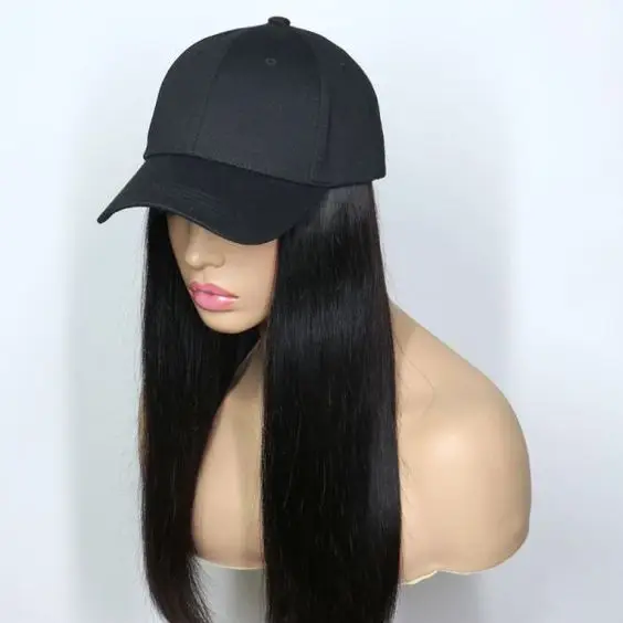 

Jamaica Removable Virgin Human Hair Blend Wig Hat Cap,Womens Straight Wig Hats