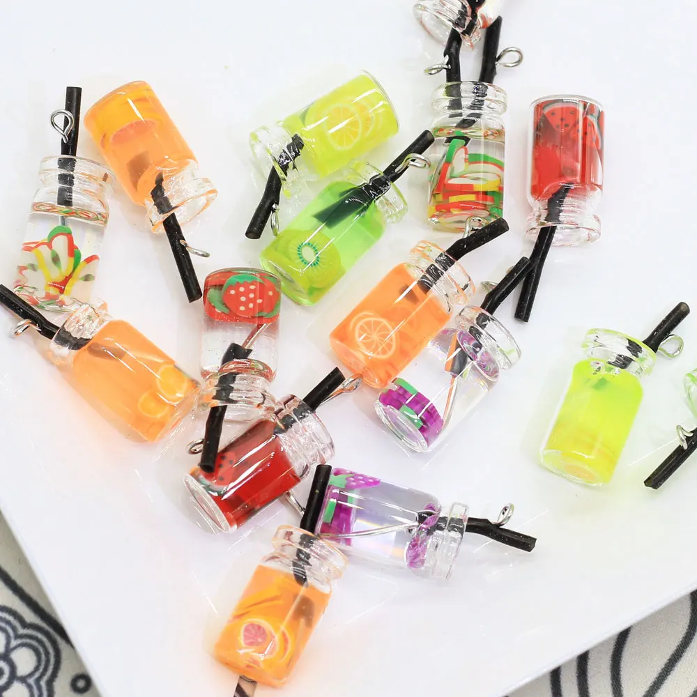 

Mini Straw Drinking Bottle Shaped 3D Beads Resin Cabochon Handmade Craftwork Decoration Fridge Ornaments, As picture