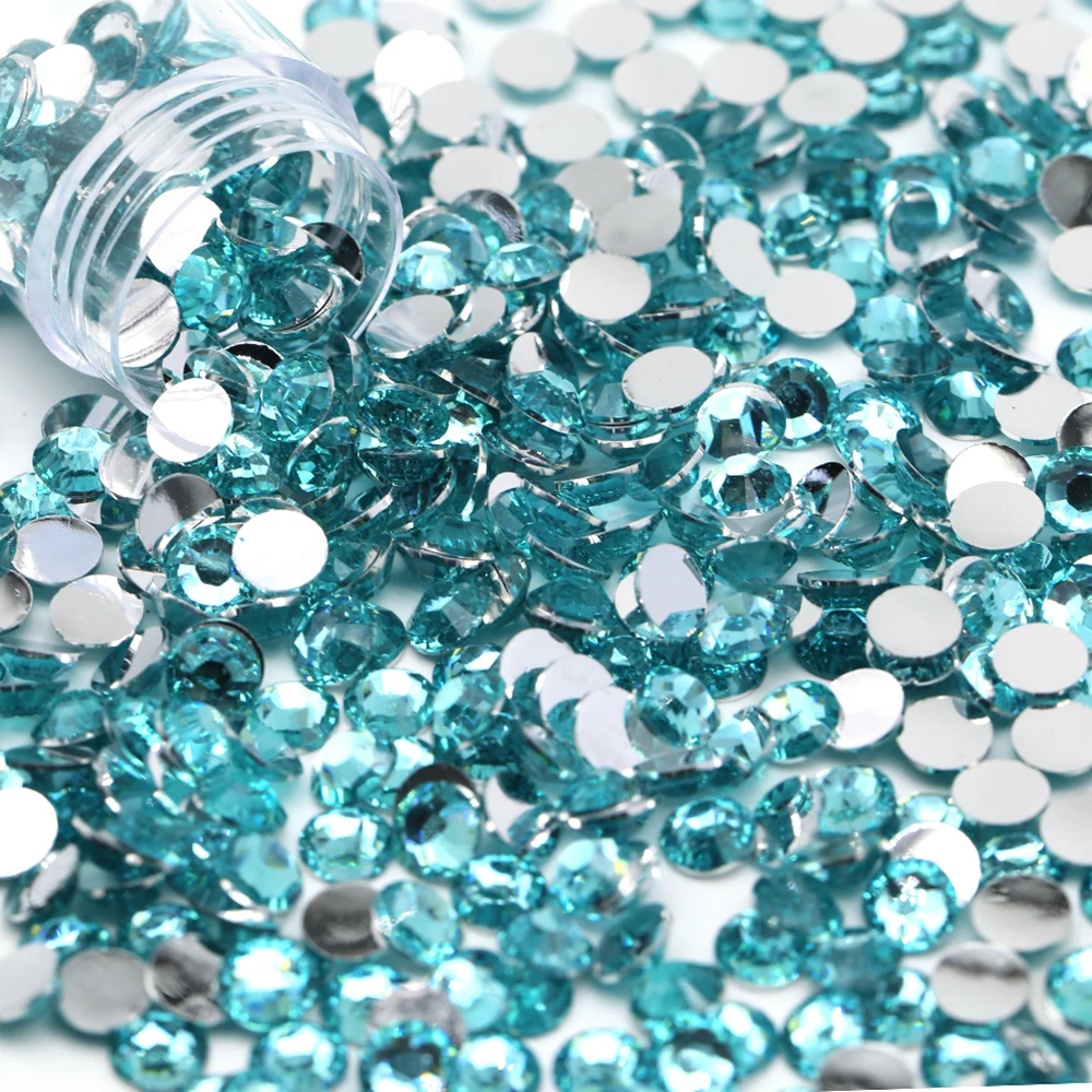 

2mm-6mm 111Kinds Lt.Aqua Plated Bottom Color Wholesale Resin Flatback Rhinestone With Diy Jewelry Diy