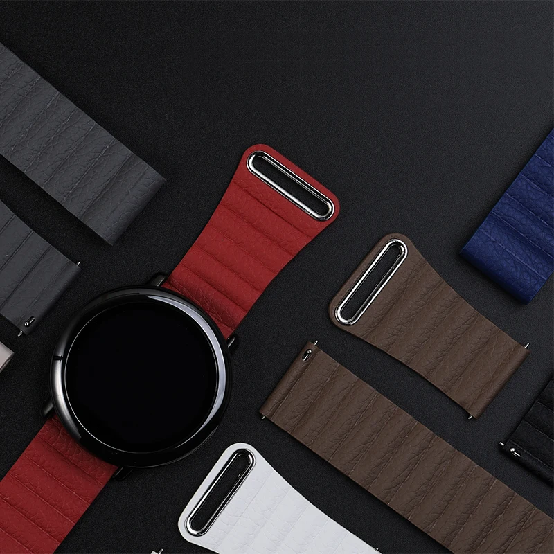 

High-quality genuine leather Magnetic Loop Watch Band for samsung galaxy watch 46mm band and for huawei watch gt 2