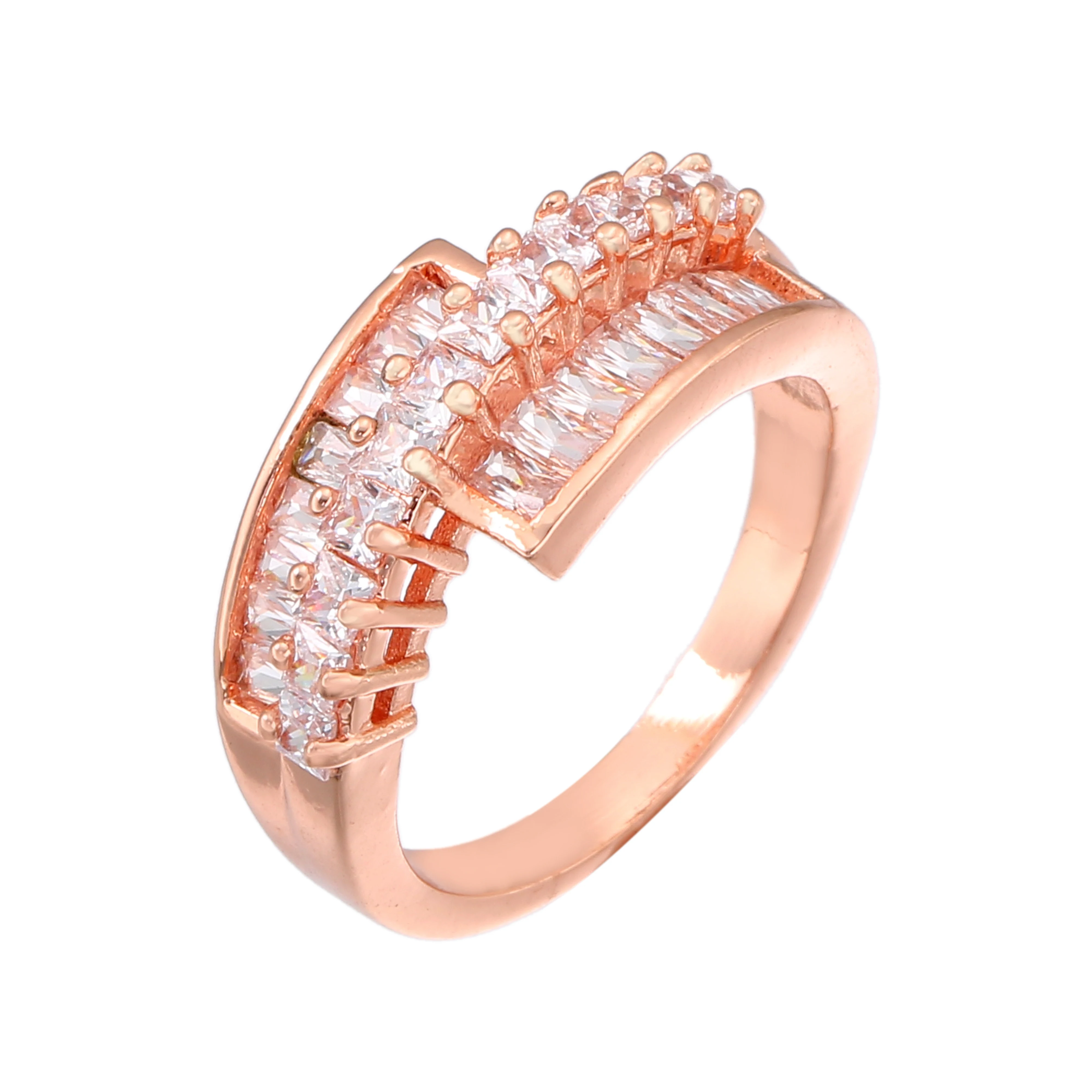 

New Design Rose Gold Rings Shining Multilayer Claw Setting Engagement Wedding Rings Women Gifts