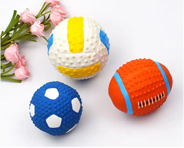 

2020 christmas new football baseball natural latex pet toys, Orange,pink, blue