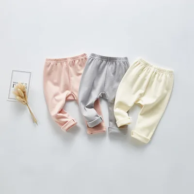 

B52089A Candy color infant girls spring new cotton comfortable leggings, Beige/pink/gray