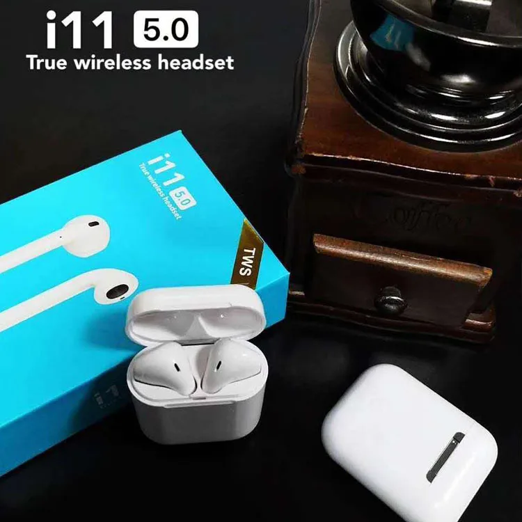 Hot Sale Amazon Twins i11 V5.0 TWS Stereo Earbuds With Charging Case Wireless Charging