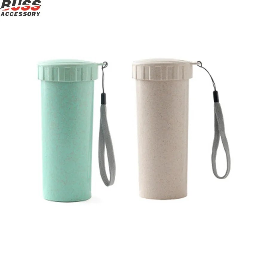 

D103 Travel Leakproof Unbreakable Bottle With Handles Rope Wheat Straw Plastic Portable Water Cups