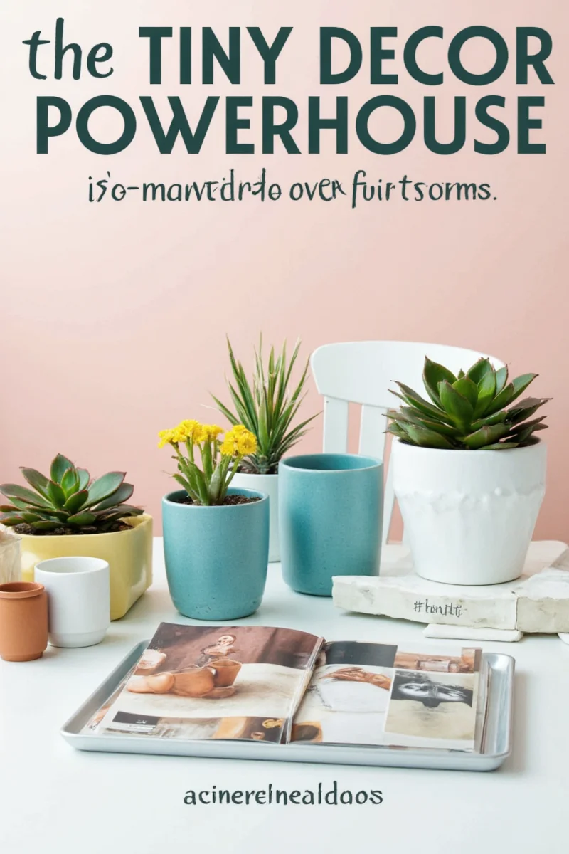 Cluster of colorful 6-inch pots on a wooden tray