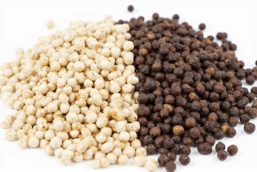 what is the difference between white and black pepper
