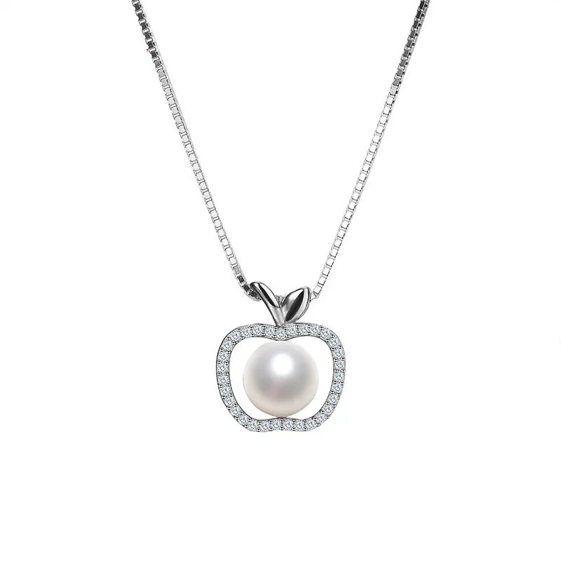 

Freshwater Pearl Small Pendant Necklace Clavicle Chain Christmas Girlfriend Silver Jewelry
