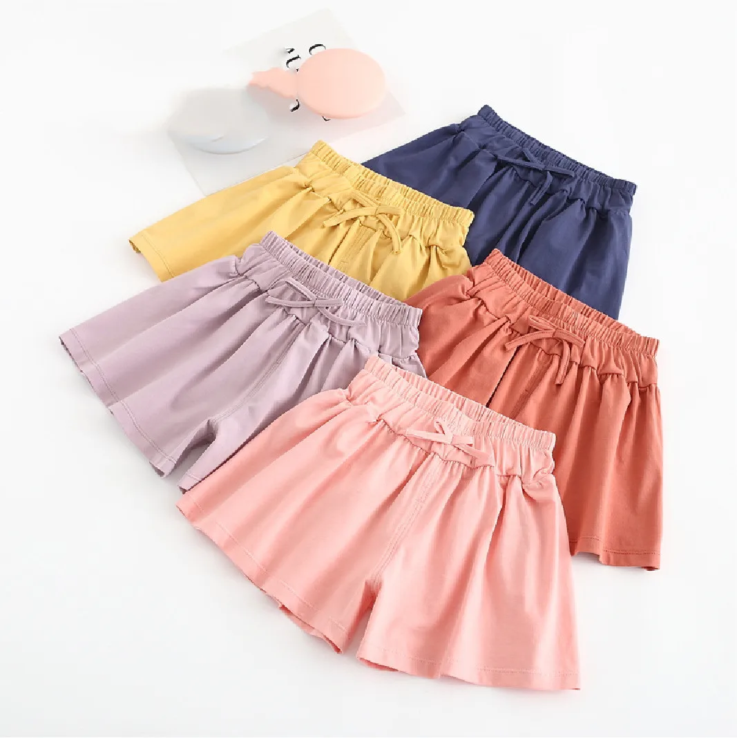 

2021 Summer New Solid Cotton Toddler Baby Girls Shorts Boutique Baby Clothing