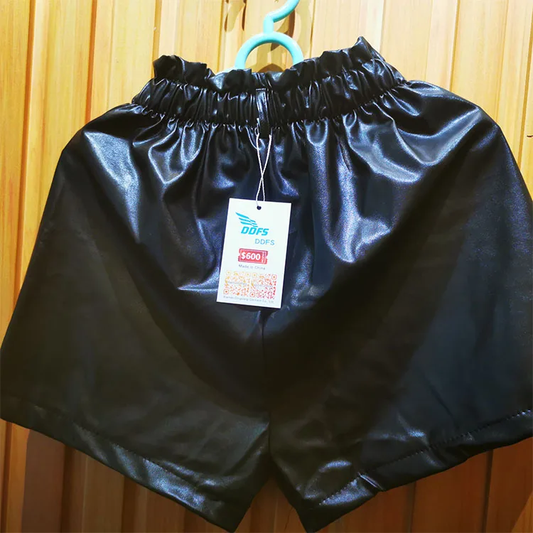 

New Products Simple Women's Winter loose Thin High Waist Casual PU leather Shorts With Belt